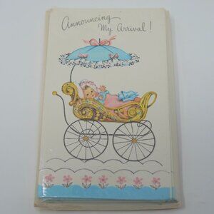 vtg 50s Sealed Package of 12 Baby Girl Birth Announcements Fairfield USA NOS
